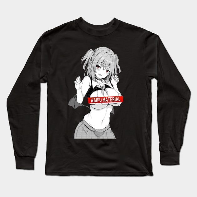 Anime Girl Waifu Material Succubus Hentai Babe Japanese Gift Long Sleeve T-Shirt by Dokey4Artist